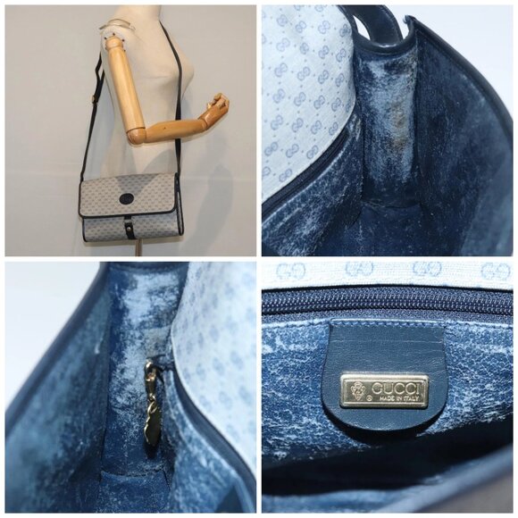 GUCCI Micro GG Supreme Shoulder Bag Navy Gold - Picture 15 of 15